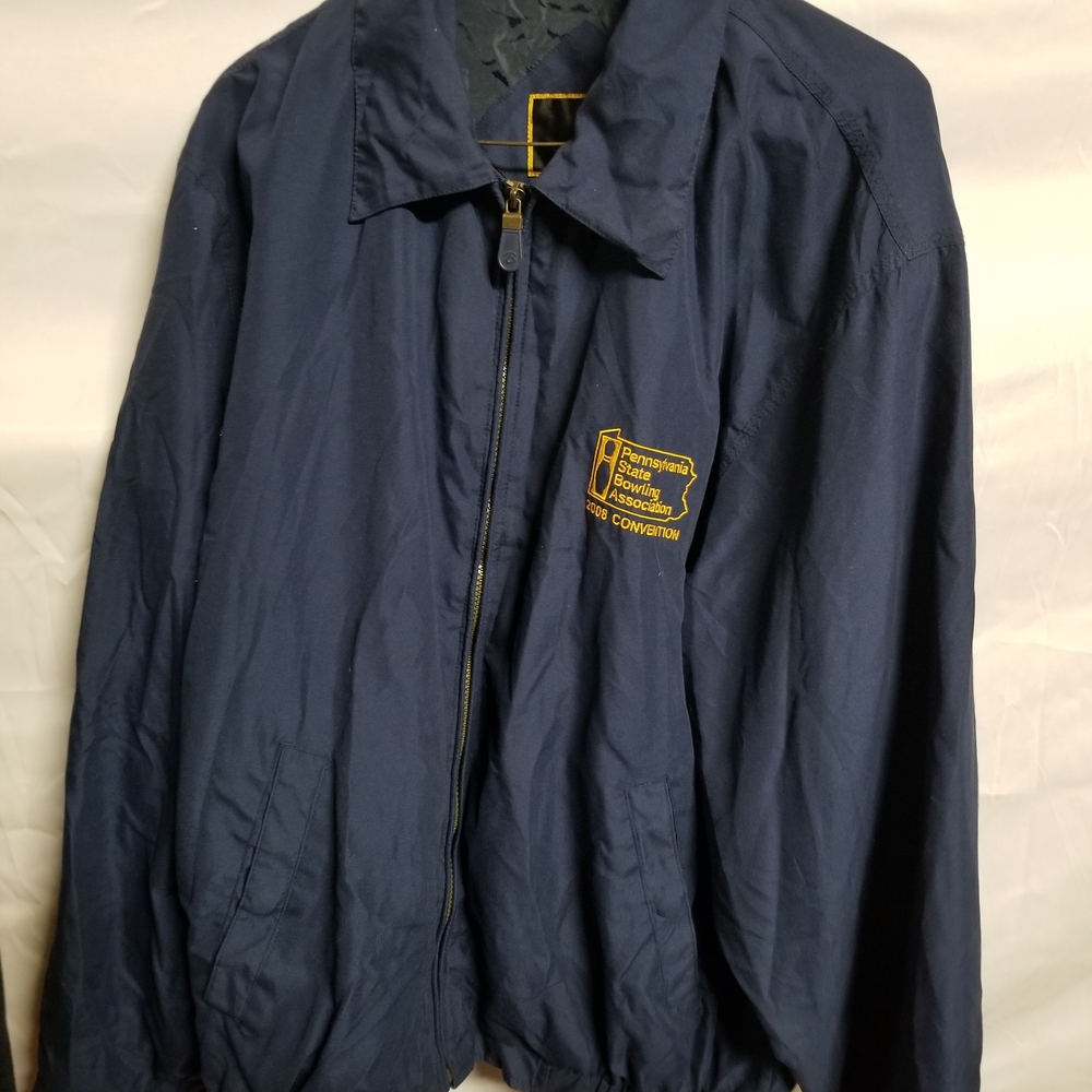 Men's Blue Windbreaker with Embroidered Patch